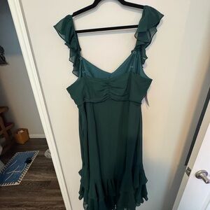 Elegant Green Ruffle Dress